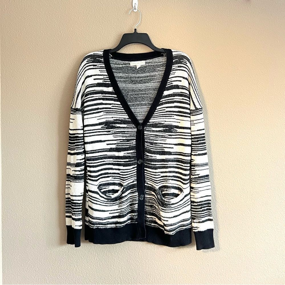 Anthropologie Button Front Striped Cardigan